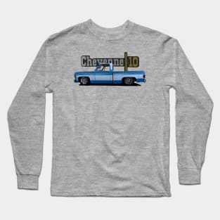 1973 Slammed Blue Chevy C10 Cheyenne Squarebody Truck Long Sleeve T-Shirt